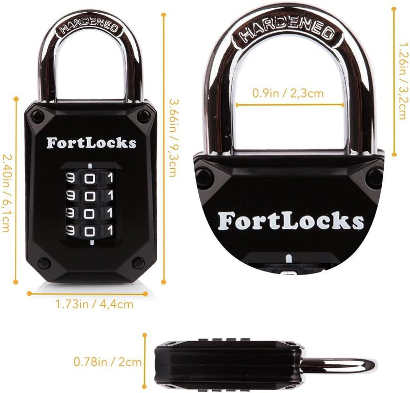 Gym Locker Lock - 4 Digit, Heavy Duty, Hardened Stainless Steel, Weatherproof and Outdoor Combination Padlock - Easy to Read Numbers - Resettable and Cut Proof Combo Code - 1 Pack Black - NewNest Australia