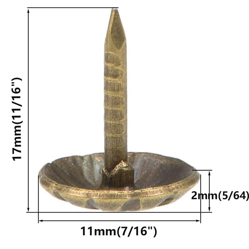 Upholstery Tacks, 200pcs 7/16 Inch Furniture Tacks Nails,Upholstery Nails for Furniture DIY Decorative,DIY Project, Home Decor (Antique Brass) Antique Brass