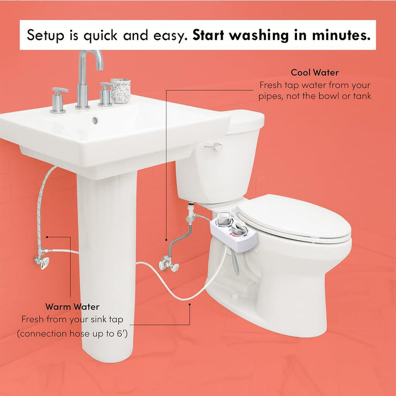 BUTT BUDDY Spa - Bidet Toilet Seat Attachment & Fresh Water Sprayer (Cool & Warm Temperature Control | Easy Setup, Universal Fit, Non-Electric | Dual-Nozzle Cleaning, Adjustable Pressure, Female Wash) 1