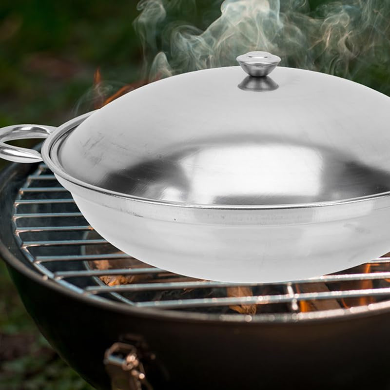 Stainless Steel Cooking Pot with Lid 10.23 Inch Double Handle Pot Anti-Overflow Bar for Hot Seafood Dry Kitchen Cookware Set