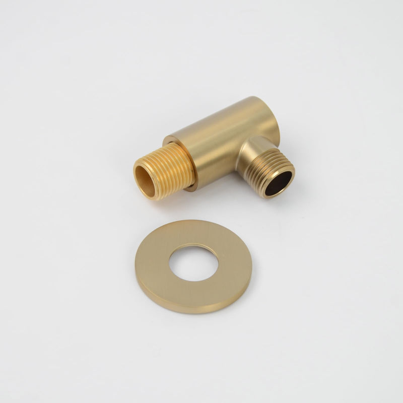 Wall Supply Elbow with Flange,Brass Round Wall Mount Shower Hose Connector,Drop Ell Wall-mounted Union Water Outlet for Handheld Shower Handshower,Brushed Gold,8Z4MK Brushed Gold