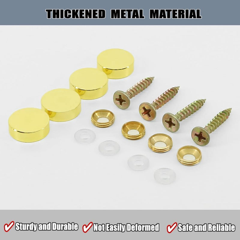 Alise Brass Screw Covers Caps,Decorative Mirror Screws Cap Nails,16mm Dia Upholstery Screws Head Covers,ZS007G-20P Gold Finish,Pack of 20 15.5mm