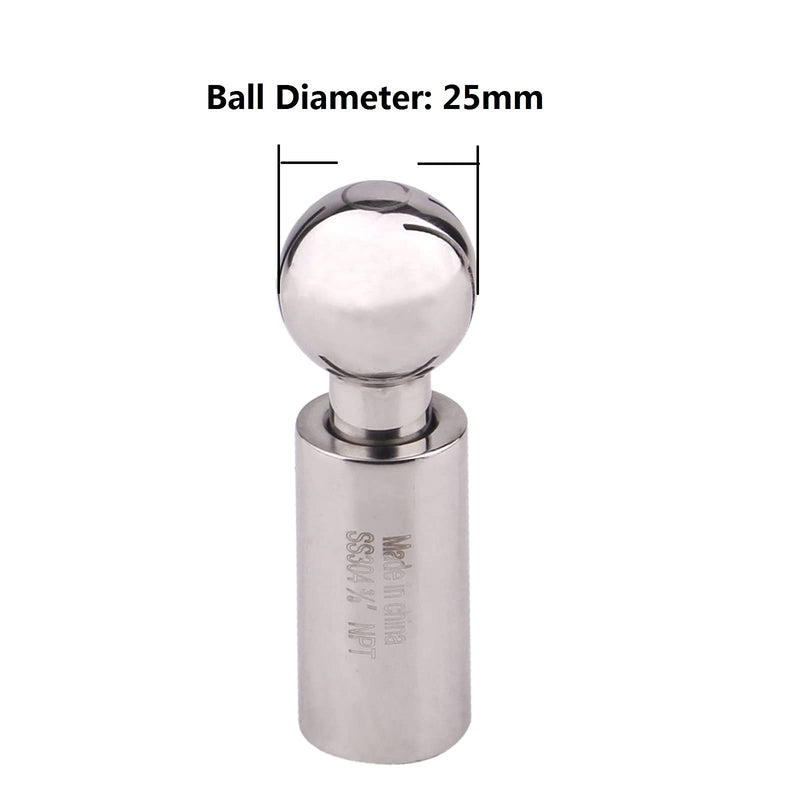 DERNORD Rotary Spray Ball NPT Female CIP Tank Cleaning Ball 360° Spray Pattern, Stainless Steel 304 (3/8" NPT Threaded) 3/8" NPT Threaded