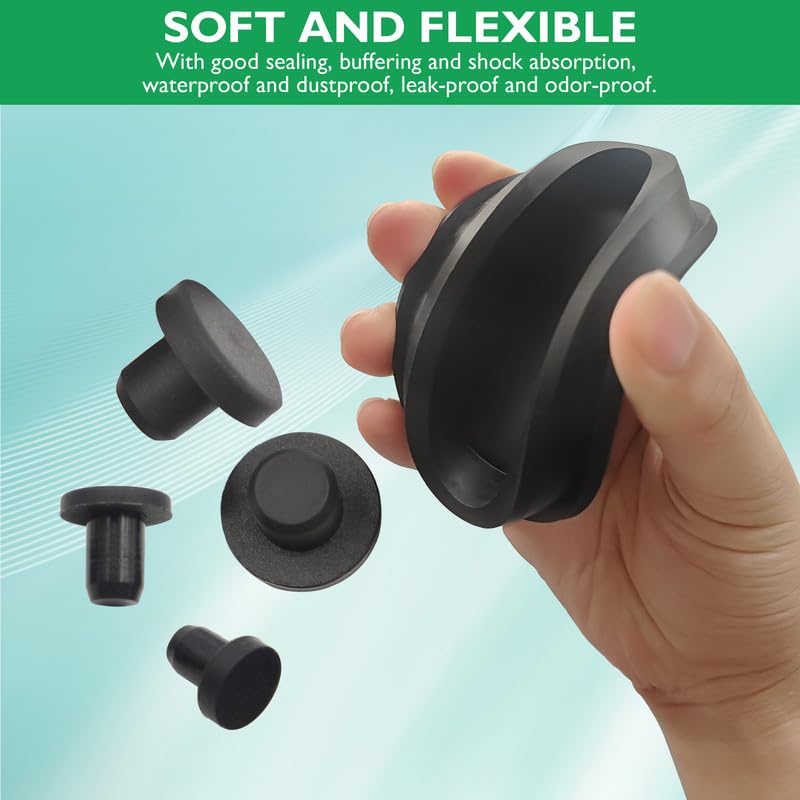 Silicone Plugs 1/2 in T-Shaped Soft Flexible Rubber Stopper Waterproof Seal Button Plug for 12.5-13.5 mm/0.49-0.53 in Hole, Black, 32 Pcs 12.5-13.5mm(0.49-0.53")