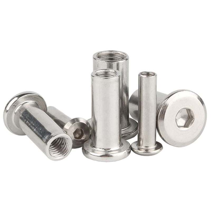 5 Pcs M6 x 10mm Hex Socket Screw Rivet Insert Nut 304 Stainless Steel Flat Head Barrel Nuts Internal Thread Cylindrical Nut Rivnut Locking Screws or Bolts Silver M6x10mm