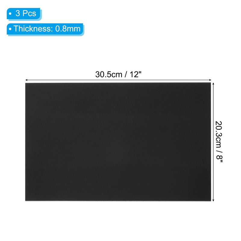 PATIKIL 8x12 Inch Anodized Aluminum Sheet Metal, 3Pcs Laser Plates Engraving Blanks 0.8MM Thin Rectangle for Crafting DIY House Laser Engraving, Black 3