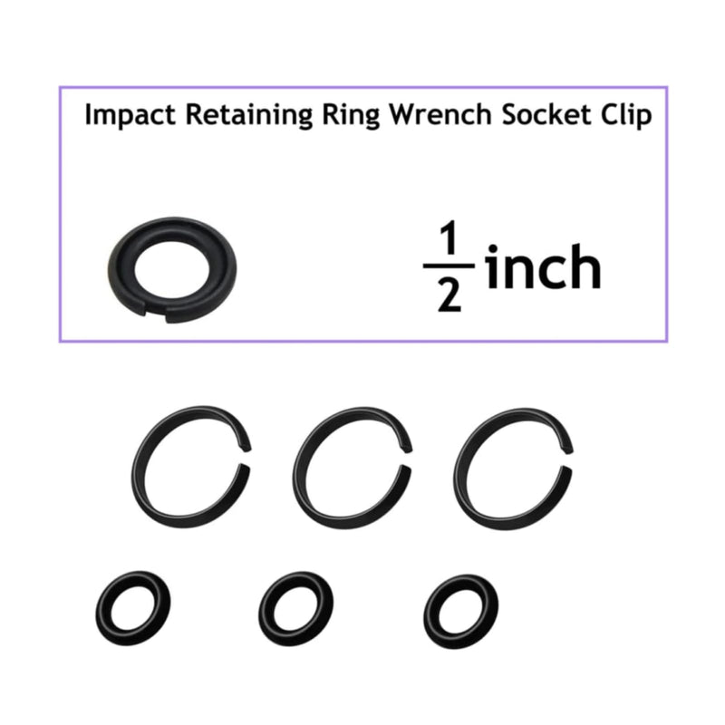 (6+6 Sets) 1/2” and 3/8" Impact Retaining Ring Clip Friction Ring with O-Ring for Mmiwauukiiii Electric/Pneumatic Type Impact Wrench, Retainer Ring Anvil Install Tool Included