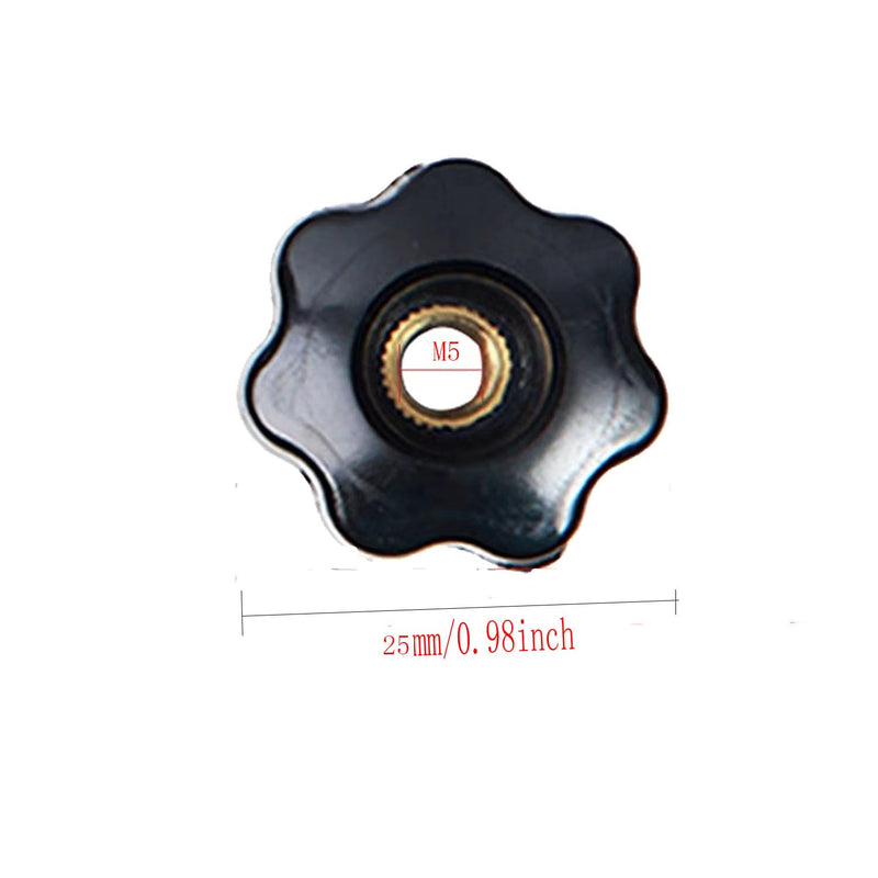 M5 Star Through Hole Knob Female Thread Nut Clamping Knob Grip Assortment Kit,M5x25 for Mechanical Equipment Star Shape Hand Knobs Black Plastic Screw-On Handle Clamping Knob 10pcs M5x25