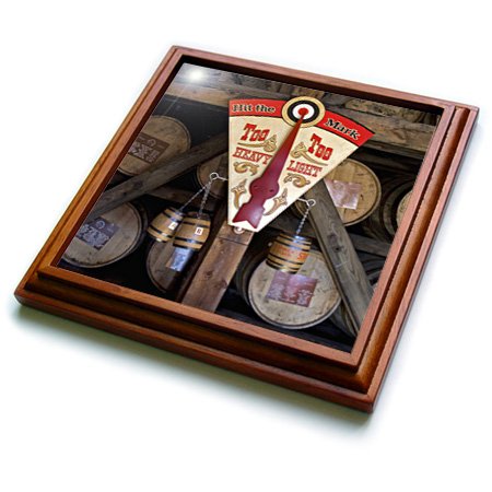 3dRose Kentucky, Makers Mark Bourbon in wood distillery-US18 LNO0001-Luc Novovitch-Trivet with Ceramic Tile, 8" x 8", Brown