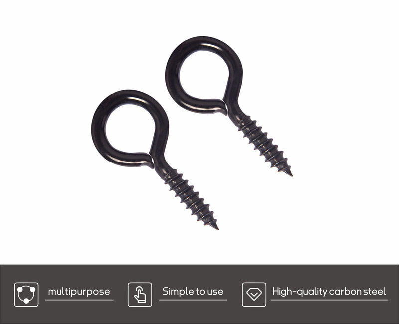 Mariyandh 240PCS Eye Hooks Screw Metal 0.67 Inches-1.1 Inches Small Eyelet Screws for Wood (0#-5#) I Hooks Black+4pcs Drill Bit(1.0,1.5,2,2.5) Black 0#-5#