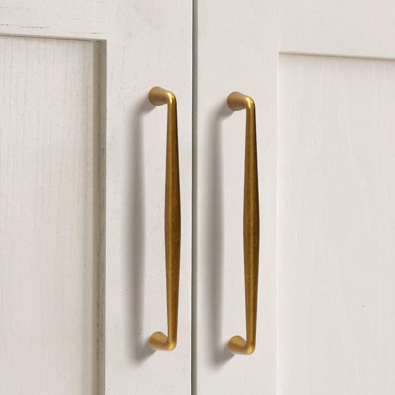 YAGU 6 Pack Top Antique Brass Kitchen Cabinet pulls 6.3 Inch(160mm) Hole Center Solid Vintage Bronze Dresser Drawer Handles Furniture Aged Hardware for Cupboard Wardrobe Closet Vanity 6.3''/160MM Hole Center