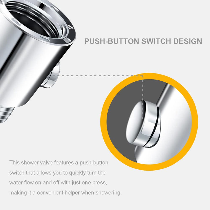 Shower Shut Off Valve Button Type G1/2'' Universal Water Flow Control Valve for Shower Arm and Hose or Bidet Sprayer - NewNest Australia
