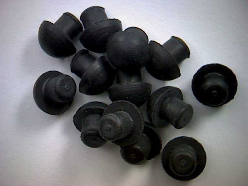 Small Rubber Push-in Mushroom Bumper Fits 3/16" Opening - 11/32" Diameter (8)