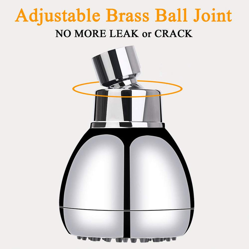 Aisoso High Pressure Shower Head 3 Inches Anti-clog Anti-leak Fixed Showerhead Chrome with Adjustable Swivel Brass Ball Joint for Relaxing and Comfortable Shower Experience 3.0 Inch