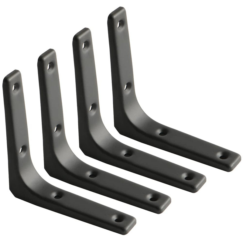 SAYAYO 4 PCS Iron Wall Shelf Bracket, 4 x 4 Inch Heavy Duty Shelf Support Bracket Decorative Joint Angle Bracket, Matte Black 4 x 4 Inch (4 PCS)
