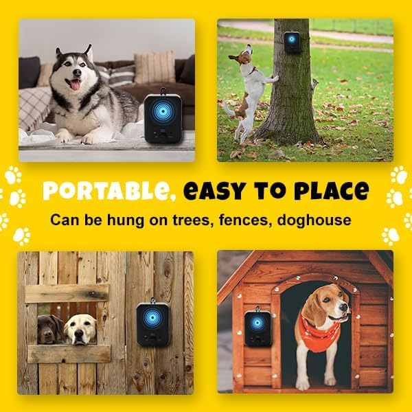 Anti Barking Device, Waterproof Bark Dog Deterrent Box, Rechargeable Ultrasonic Dog Barking Deterrent for Indoor & Outdoor Dogs, Safe for Dogs & People