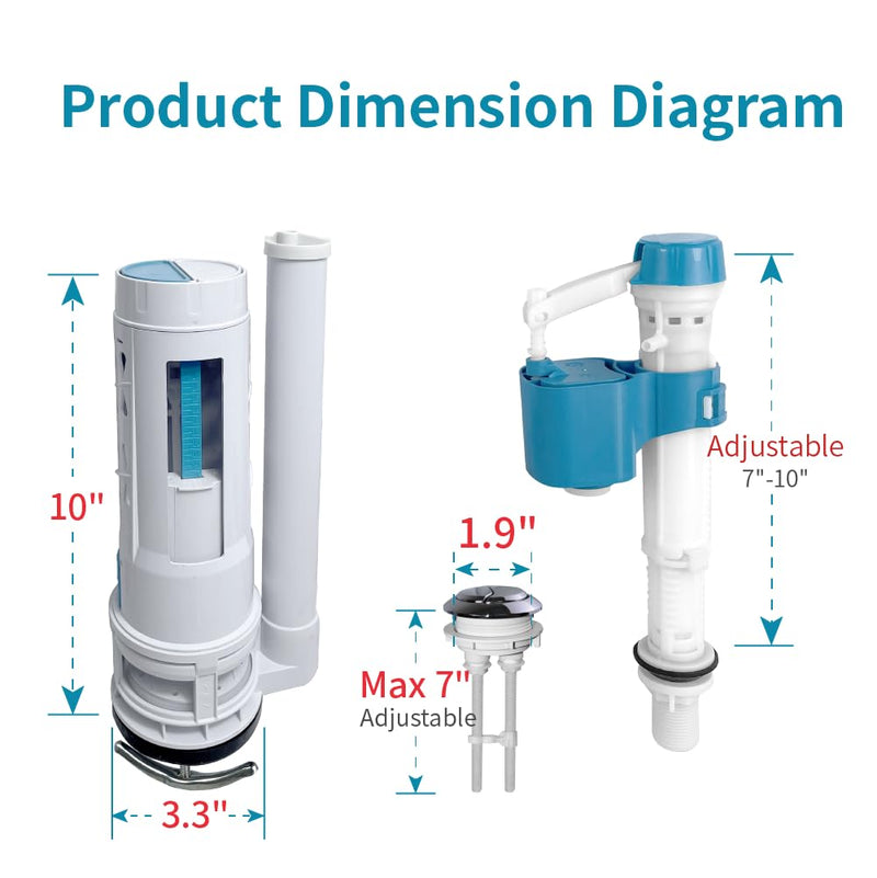 2-Inch Complete Dual Flush Valve Replacement Kit 2 inch - 10 inch