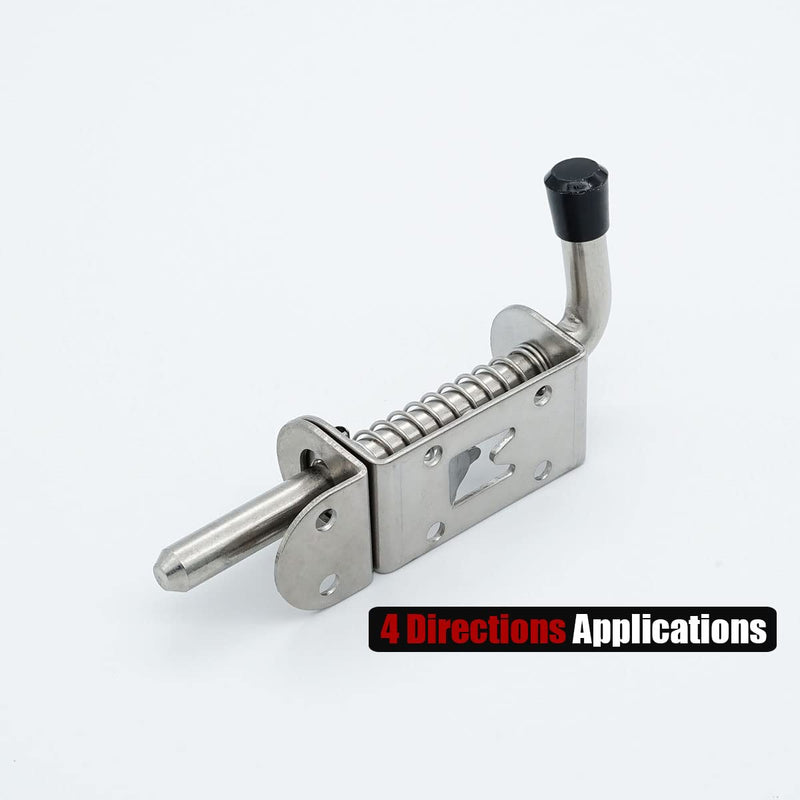 JQK Spring Loaded Latch Pin, 304 Stainless Steel Barrel Bolt Thickened 2mm Door Lock, 5 Inch Brushed Finished(10 Pack), HSB300-P10 5Inch - 10Pack