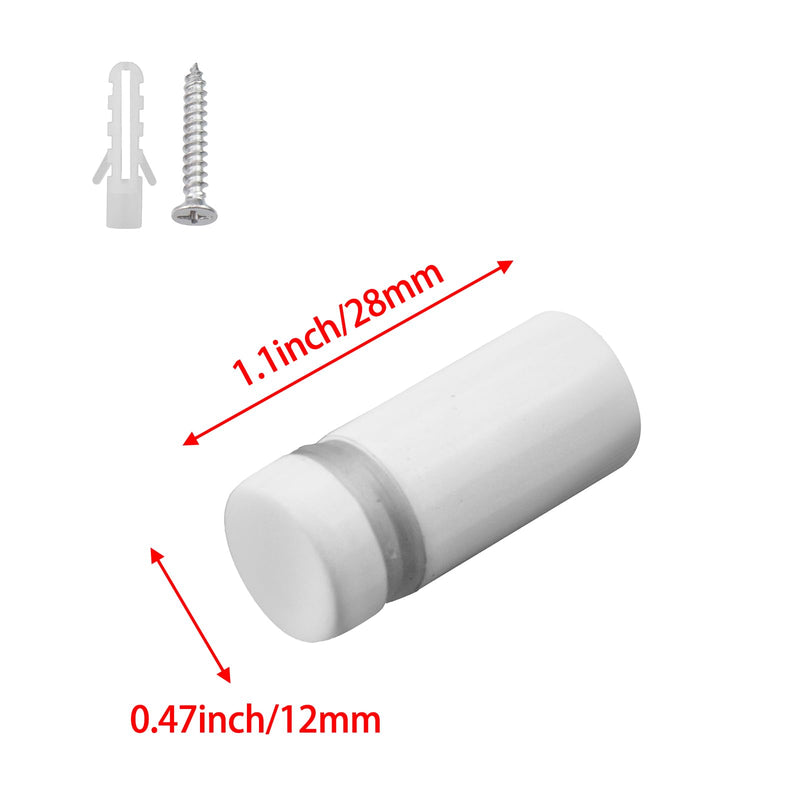 8Pcs Sign Standoff Screws 0.47 x 1.1 Inch Advertising Mounting Screws Stainless Steel Standoff Glass Nail Picture Frame Hardware, White 0.47 x 1.1 Inch(White)