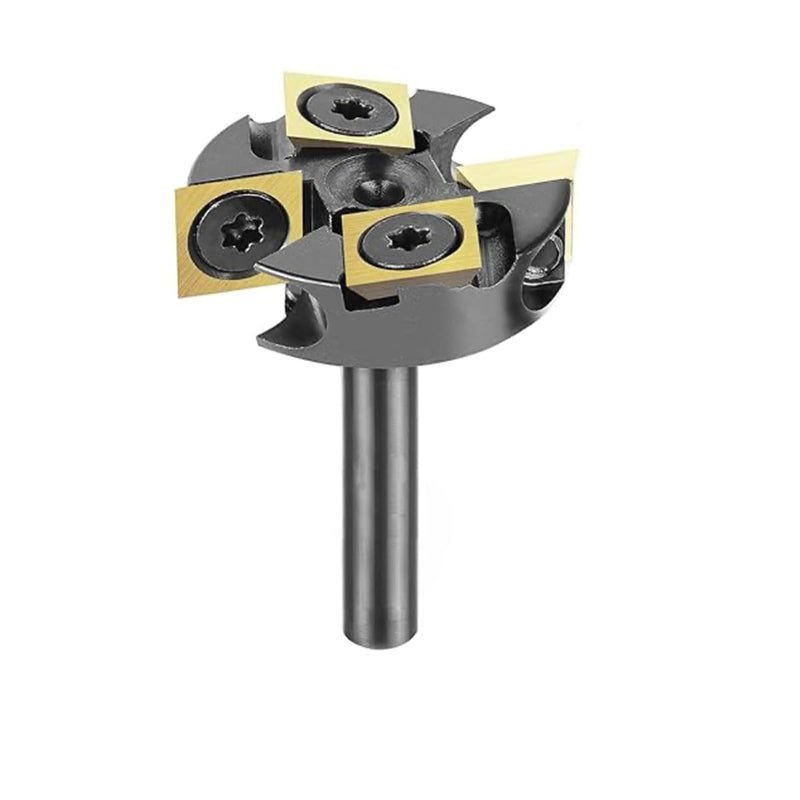 Carbide Insert CNC Spoilboard Surfacing Router Bit 1/4 Inch Shank 1-1/4" Cutting Diameter, Surfacing Slab Flattening for Woodworking with ATS Coating 1/4" Shank, 1-1/4" Cut Dia. with ATS Coated Insert