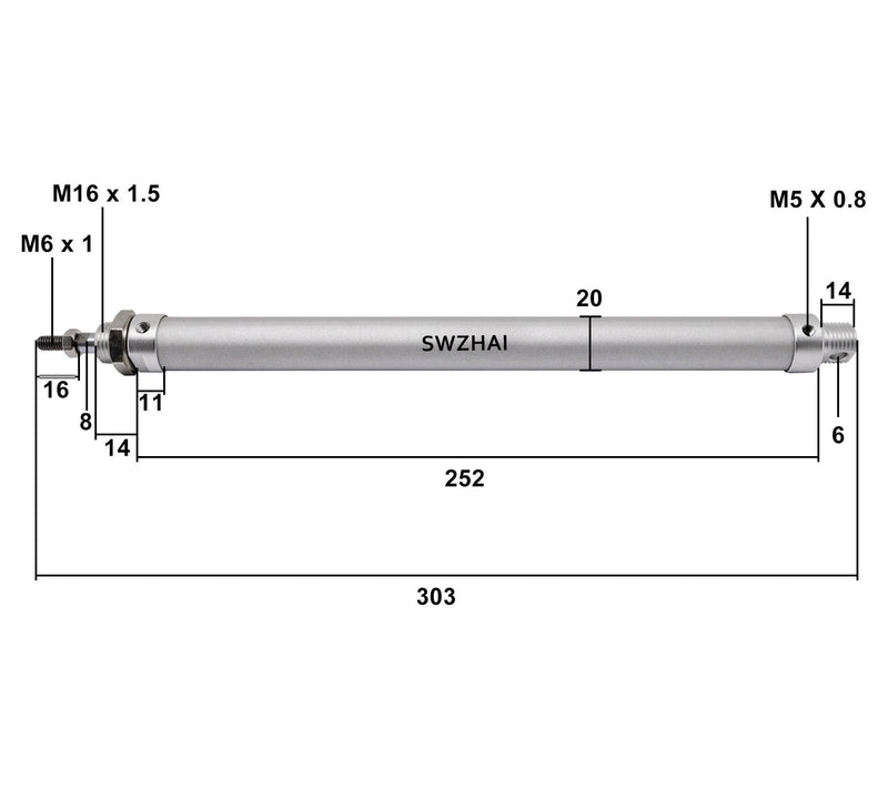 Air Cylinder 16mm Bore 200mm Stroke, Mini Air Pneumatic Cylinder Double Action Single Rod Pneumatic Air Cylinders with Y Connector & 4 Pcs Pneumatic Quick Fitting (MAL16x200) - NewNest Australia