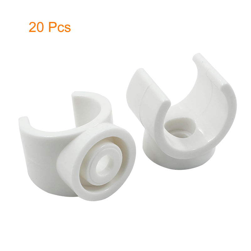 Litoexpe 3/4 Inch PEX Pipe Clamps, 20mm PVC Pipe Holder, Plastic U-Hook PEX Pipe Support Hangers, White PEX Water Pipe Clips, 20pcs PEX Tubing Clamp Tool 3/4"