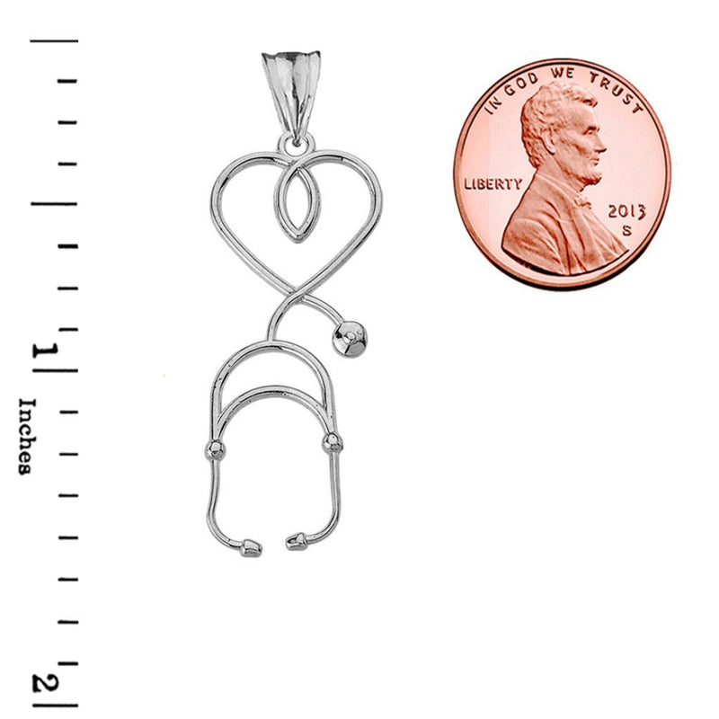 Claddagh Gold Fine Sterling Silver Heart-Shaped Stethoscope Pendant Necklace 18.0 Inches