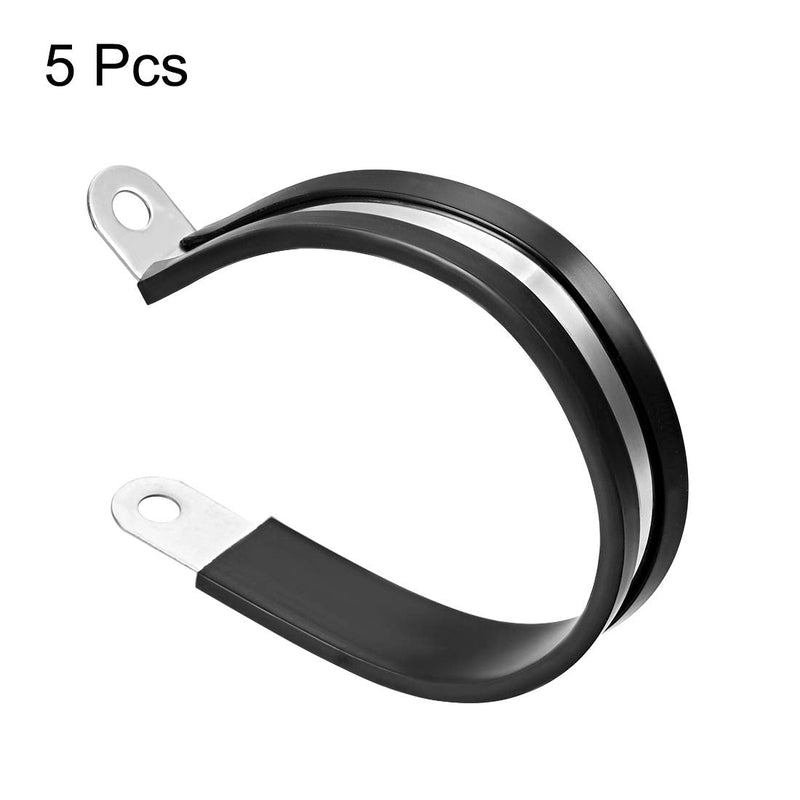 uxcell 2-1/2"(63mm) Cable Clamp 304 Stainless Steel Rubber Cushioned Insulated Clamp R Shape Metal Clamp 5Pcs 63mm