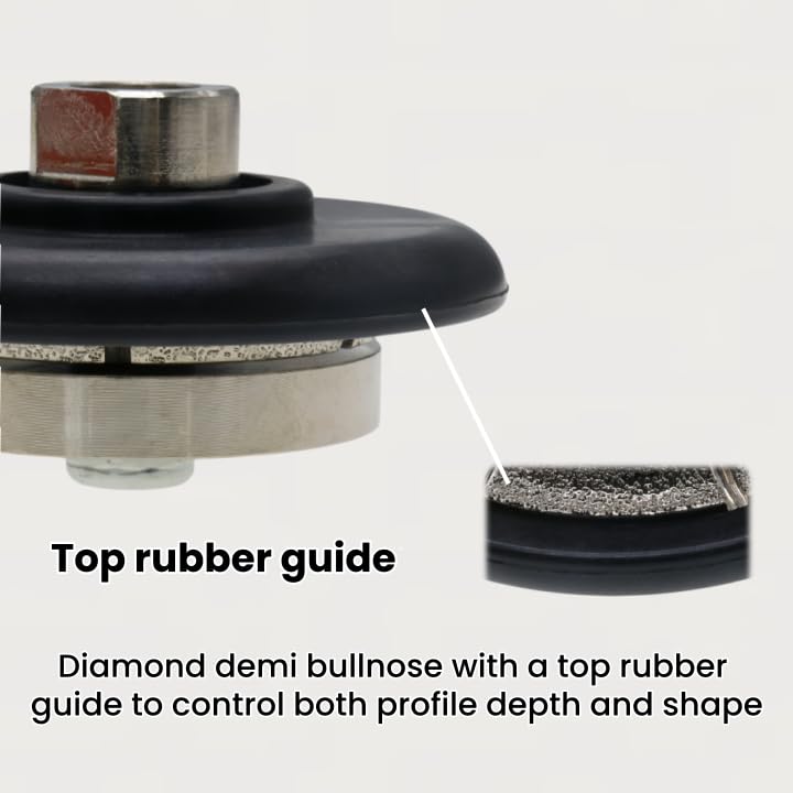 3/16 inch B5 Demi Bullnose Diamond Hand Profile Wheel, Hand Profiler for Granite Marble Countertop Edge Profiling, 5/8-11 Thread, 40/50 Grit