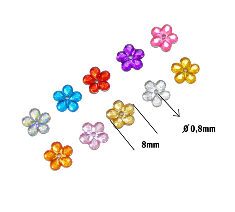 Perlin Acrylic Crystals Sewing Gemstones Set 2500 Pieces 10 Colours Flower Jewellery Stones with Hole Flat Back Resin Rhinestones for Textiles Clothing Costumes