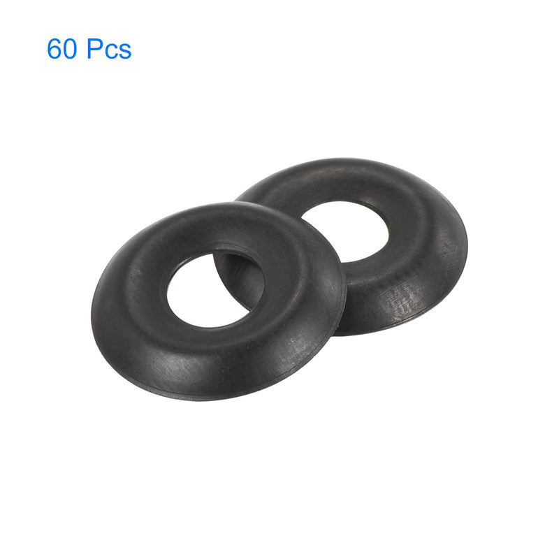uxcell 60Pcs Cup Washer Countersunk, Iron Black Countersunk Finish Washers for M5 Screws (M5 ID x 14mm OD x 2mm Thick) M5 x 14mm x 2mm 60