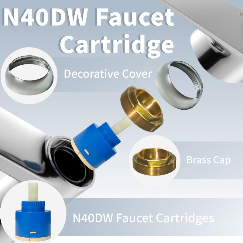 40mm Faucet Cartridge,CUPC/NSF/IAPMO Certified,Suitable for Shower and Kitchen Faucet,Included Brass Cap and Decorative Cover