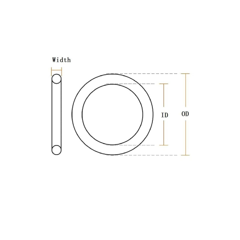 Nitrile Rubber O-Rings 4mm OD 2mm ID 1mm Width Metric Sealing Washer Round O-Ring Gasket O Rings Seal Grommets, Black, Pack of 50