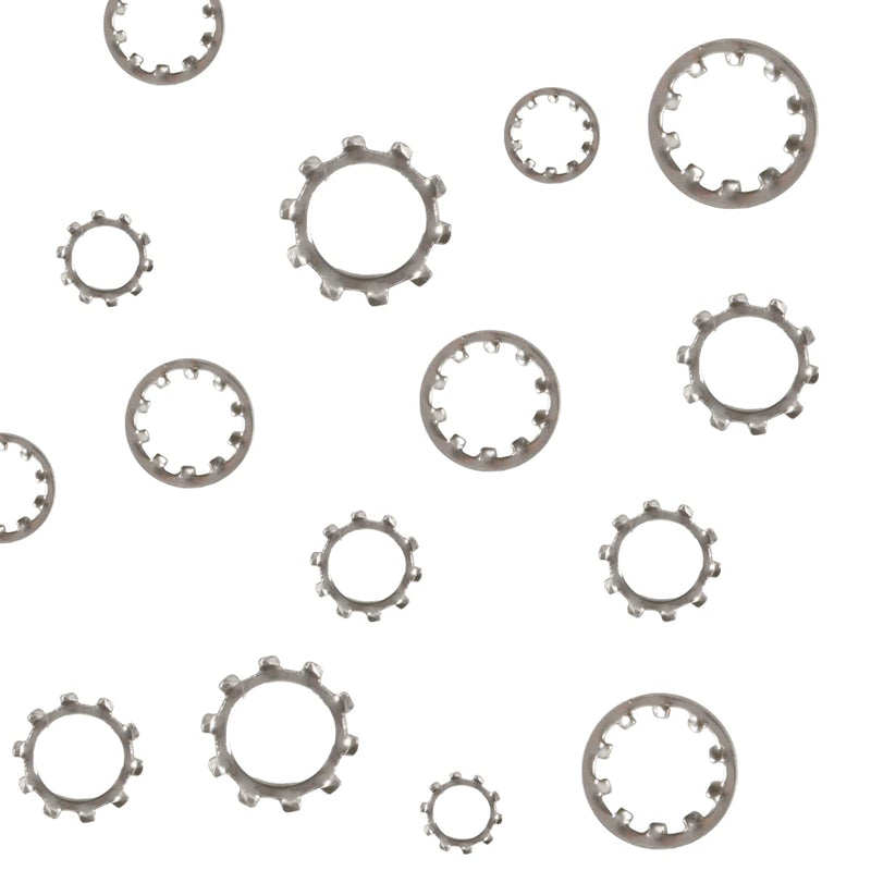 400 Pcs External Internal Tooth Star Lock Washers Assortment Kit, 304 Stainless Steel External & Internal Serrated Lock Washer Assortment Set-Size Included: M2 M2.5 M3 M4 M5 M6 M8 M10 M12