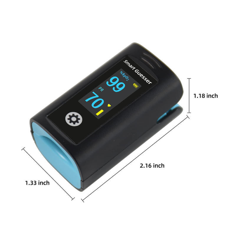 Pulse Oximeter Fingertip, Oxygen Meter Finger Pulse Oximeter with OLED Screen, AAA Batteries and Protective bag Included, Blue