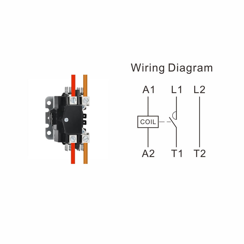 SUNLEE UL 1 Pole 40 Amp Contactor with 24V Coil for AC Air Conditioner Condenser Heat Pump Universal Fit 1P 40A 24V
