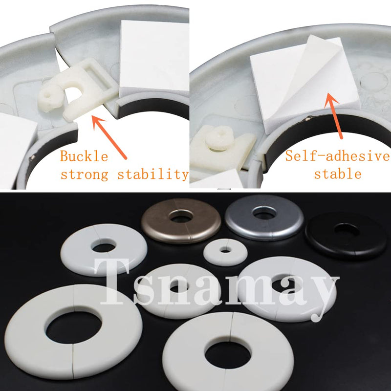 2 Pcs Wall Split Flange, ABS Round Self-Adhesive Escutcheon Plate Buckles Design for 1"/26mm Diameter Pipe 2 Round 1"/26mm