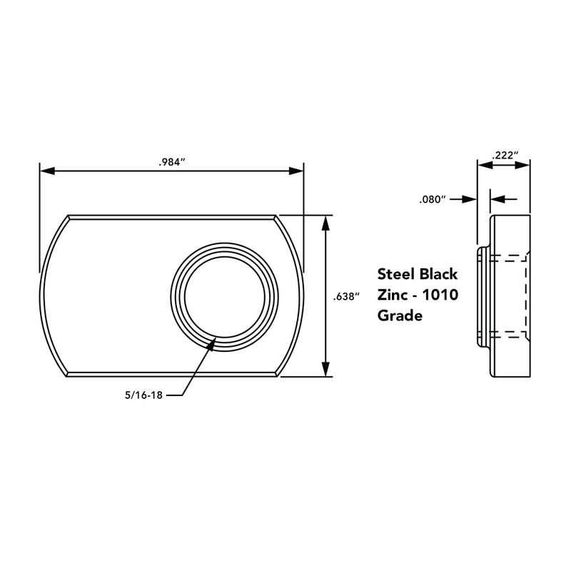 8020, 3278, 15 Series 5/16-18 Offset Threaded Slide in Economy T-Nut Steel T-Slot Accessories for 80/20 Aluminum Extrusion Hardware Nuts (25 Pack) 25