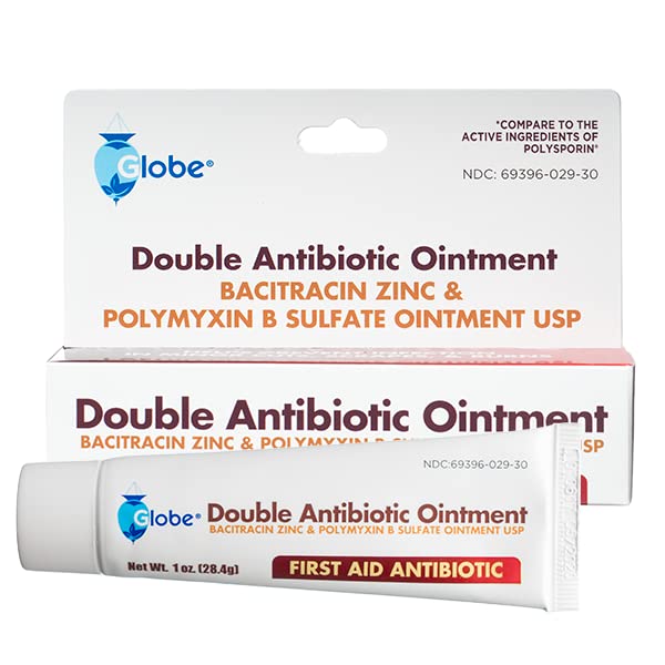 (2 Pack) Globe First Aid Antibiotic Ointment (1oz) with Bacitracin Zinc & Polymyxin B Sulfate, Double Antibiotic Ointment for Infection Protection & Wound Care, Neomycin-Free