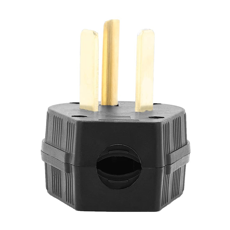 30Amp 3-Prong Dryer Plug Nema 10-30P Plug 30 Amp 125/250 Volt Angle Plug, 3 Pole 3 Wire Grounding Straight Blade Plug for Dyer and Ranges