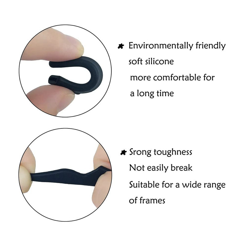 20Pairs Glasses Anti-slip Silicone Ear Clip, Glasses Holder With Storage Box, Eyeglass Ear Grips, Safety Eyewear Retainers for Sunglasses Presbyopia Glasses Sports Glasses (10 Black 10 white Black White