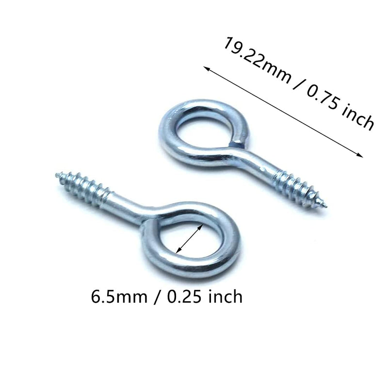 Sscon 200Pcs Screw Eyes 0.75 Inch Eye Shape Screws Eye Hooks Self-Tapping Screws Hanging Hooks Eeybolt Ring Zinc Plated 0.75Inch