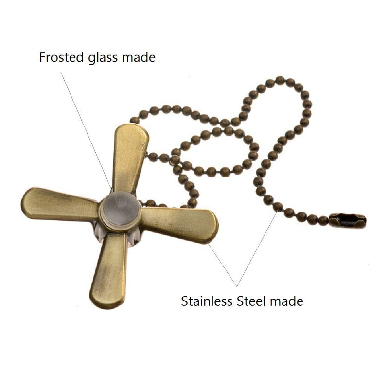 Ceiling Fan Pull Chains 13.6 Inches Fan Pulls 2 Pcs Ceiling Fan Pull Cord Fan Pull Set for Ceiling Fan Light and Lamps Antique Brass