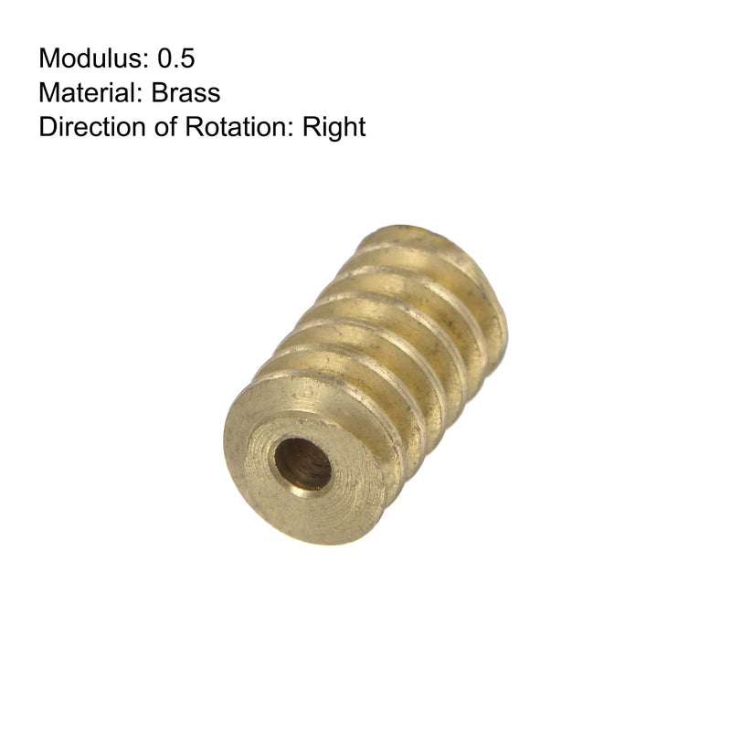 HARFINGTON 2pcs Worm Gear Shaft Brass 0.5 Modulus 1.98mm Hole Diameter Drive Gear Box Shaft