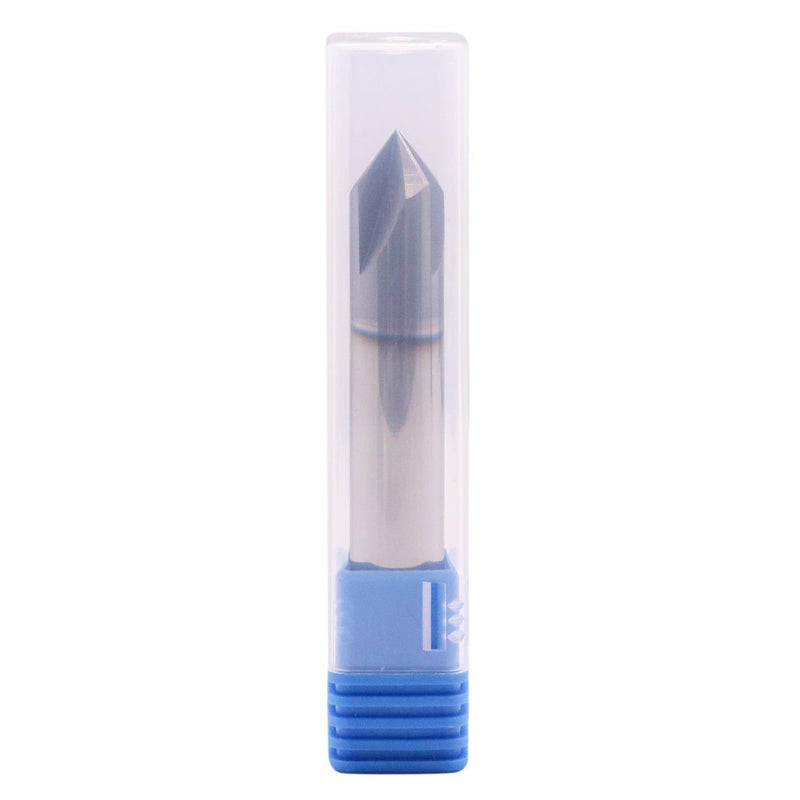 4 Flute 90° Solid Carbide Chamfer End Mill(1Pc, 1/2"), AlTiN Coated | 90° Chamfer Angle, 1/2" Shank 3" OAL, Single End, V Groove Router Bit, for Milling Alloy Steel, Carbon Steel, Cast Iron 1/2 in