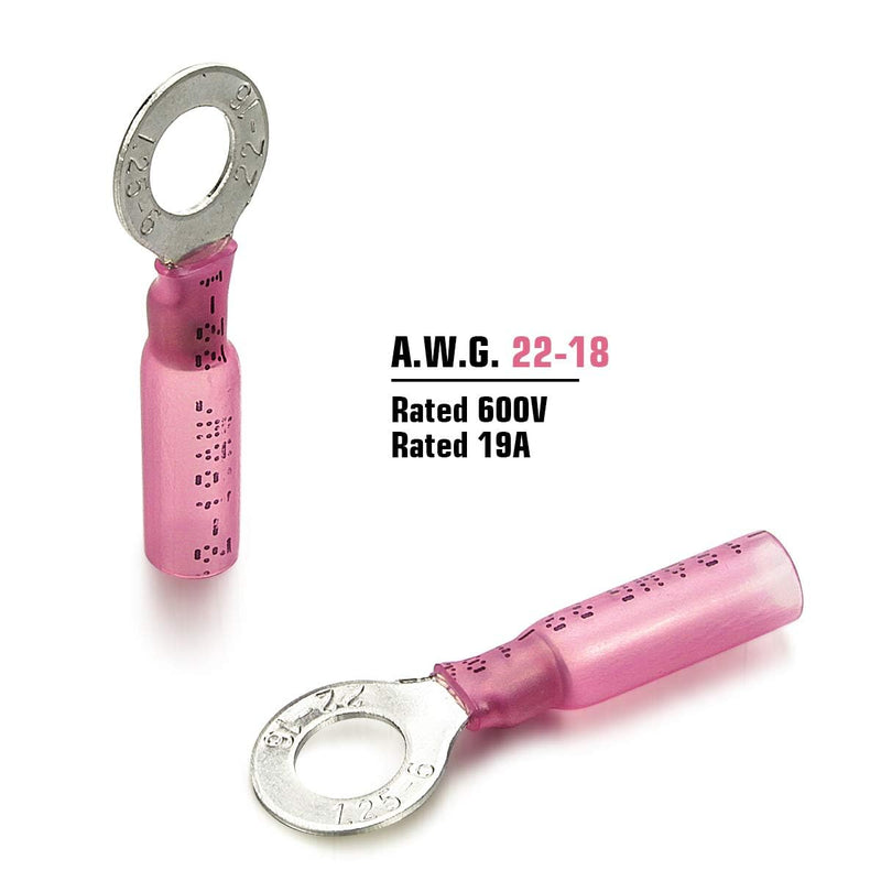200PCS Heat Shrink Crimp Ring Connectors 1/4" Red 22-18 AWG - Heat Shrink Wire Connectors Electrical Connectors - Automotive Marine Ring Terminals by Sopoby 200 Ring Connectors 1/4"