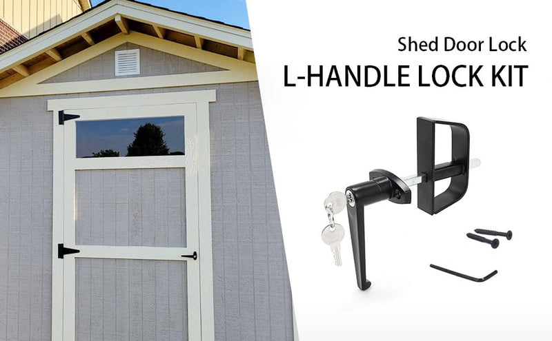 4½" Shed Door Lock L-Handle Lock kit Keyed Alike Keys and Screws, 4-1/2" Stem Barn Playhouse & Chicken Coop Door Lock 2 Kits 4½" L-Handle 2kits