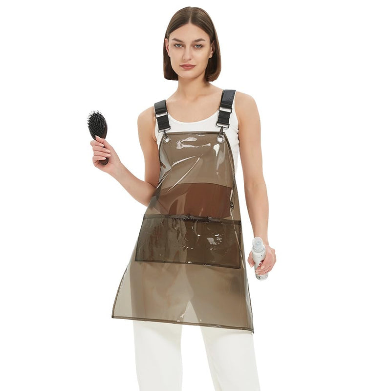 Cross-back Adjustable Apron With 3 Pockets Hair Salon Work Apron for Hair Stylist (22.8” W 25.5” L) Black+black Webbing
