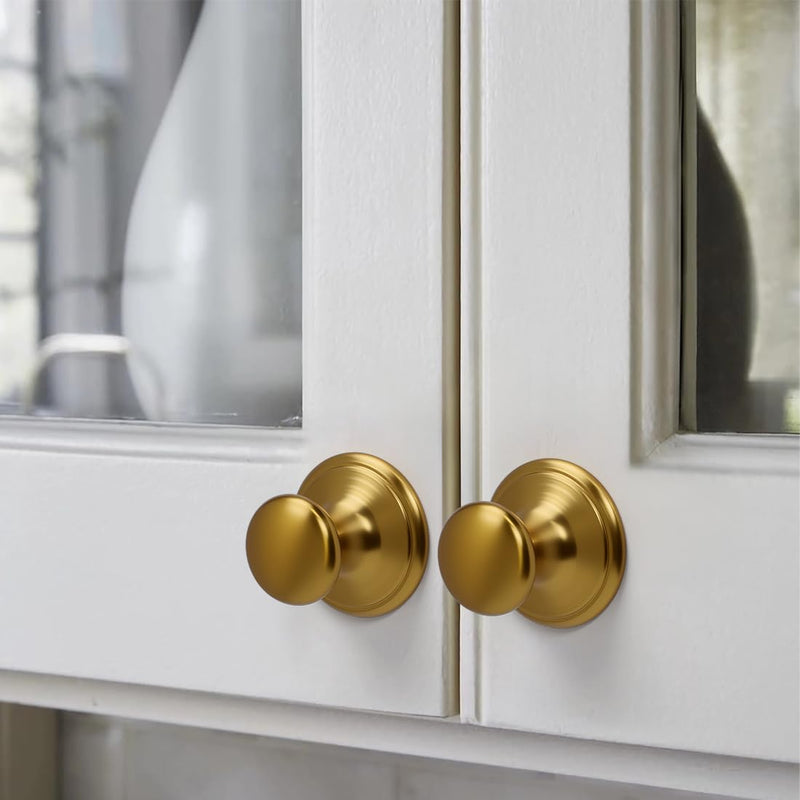 YAGU 6 Pack Champagne Bronze Kitchen Cabinet Knobs 1.6 Inch Big Base Solid Dresser Drawer Knob Honey Bronze Modern Hardware Dark Gold Pulls for Closet Cupboard Wardrobe
