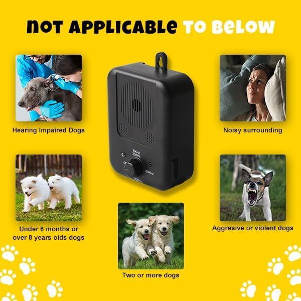 Anti Barking Device, Waterproof Bark Dog Deterrent Box, Rechargeable Ultrasonic Dog Barking Deterrent for Indoor & Outdoor Dogs, Safe for Dogs & People